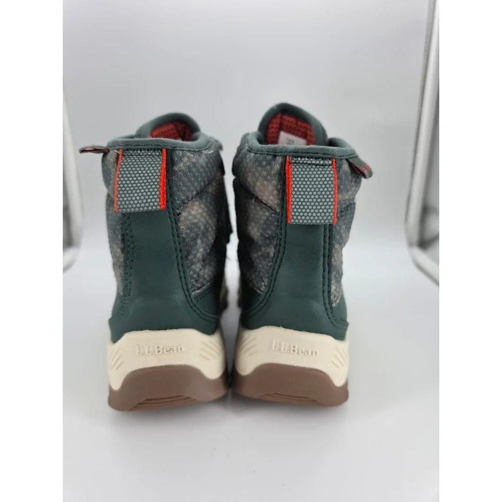 LL Bean Kids Access Insulated Snow Boots Size 12 Winter Green Camo Bungee Lace